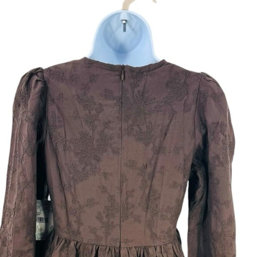 Hyacinth House | NEW Brown Becca V-Neckline Bell-Sleeved Mini Dress Size XXS - Picture 8 of 11